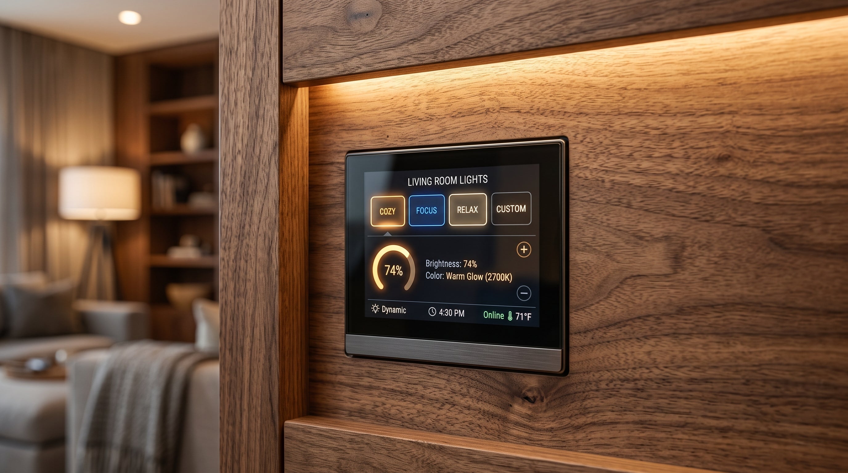 Casa inteligente moderna com iluminação LED, câmara Wi-Fi e sensor de movimento — dicas para automatizar a tua casa