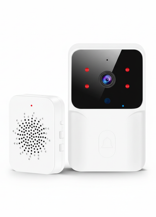 Campainha de vídeo Wi‑Fi branca com câmara e altifalante de grelha