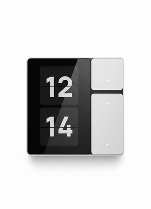 Painel smart com ecrã tátil, moldura preta e visor com 12 e 14