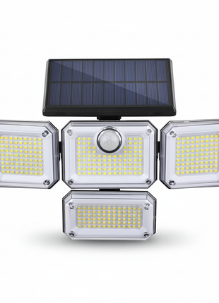 Conjunto de luzes LED solares exteriores com painel solar e 4 módulos retangulares