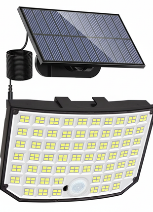 Foco solar de parede com painel fotovoltaico e luz LED, sensor circular