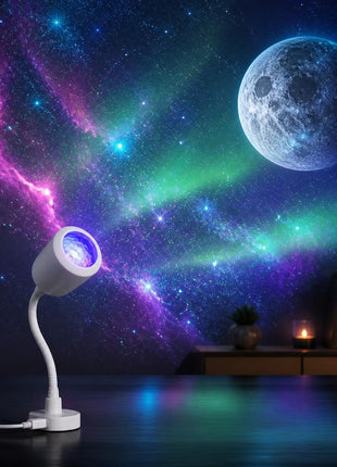 Projetor de Galáxia 2 em 1 | Luz Noturna LED 360°