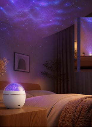 Projetor de Galáxia 2 em 1 | Luz Noturna LED 360°