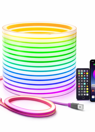 Fita LED neon RGB em rolo com fita extra e conector USB