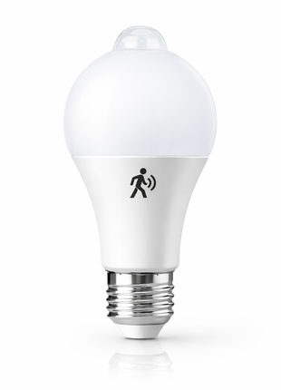 Lâmpada LED com sensor PIR, símbolo de movimento no corpo branco opal
