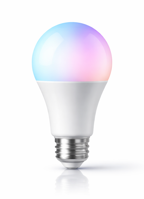 Lâmpada inteligente Wi‑Fi com casquilho E27 e luz multicolor no topo