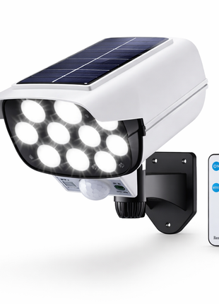 Luz solar de segurança branca com painel solar, LEDs e sensor de movimento