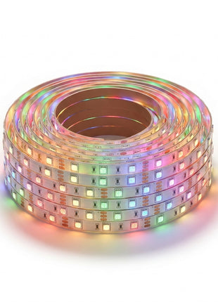 Bobina de fita LED RGB Wi‑Fi com LEDs em cores variadas, em rolo