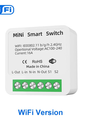 Interruptor inteligente mini WiFi, módulo branco para controlo remoto