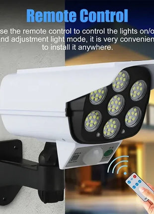 Luz solar de segurança branca com painel solar, LEDs e controlo remoto