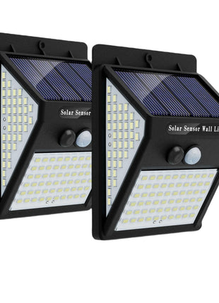 Projetor solar de segurança com sensor, 140 LEDs, corpo preto (2 unidades)
