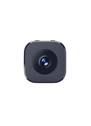 Mini câmara Wi‑Fi 4K preta, lente circular e corpo compacto