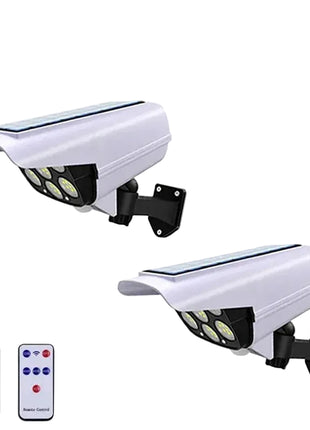 Conjunto de 2 luzes solares de segurança brancas com painel solar e suporte de parede