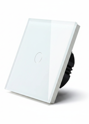 Interruptor de parede em vidro branco, 1 botão