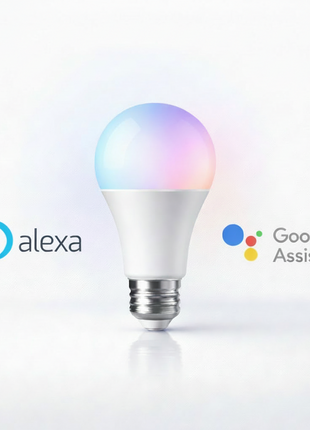 Lâmpada inteligente Wi‑Fi E27 com luz multicolor e compatibilidade Alexa e Google Assistant