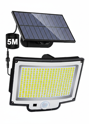 Foco solar LED com painel solar e sensor de movimento, conjunto completo