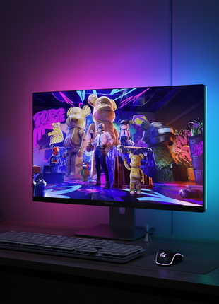Tira LED RGB para monitor com moldura luminosa multicolor ao redor do ecrã