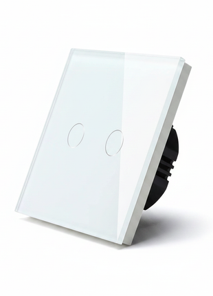 Interruptor de parede em vidro branco, 2 botões