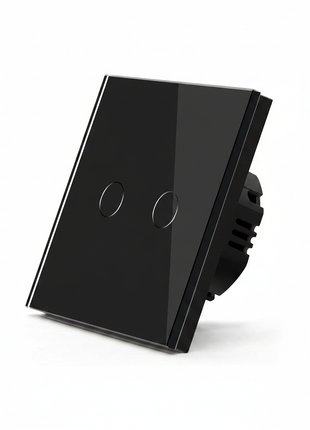 Interruptor de parede com vidro preto, com 2 botões ovais