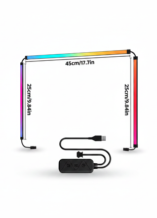 Tira LED RGB para monitor de 45 cm com cabo USB e controlador, medidas indicadas